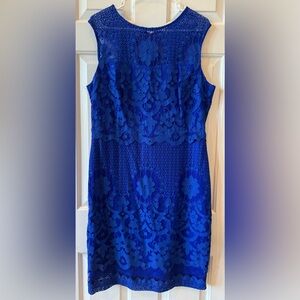 Beauport Royal Blue Lace Sheath Dress Knee Length